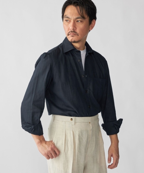 Errico 美品 Errico Formicola ネイビー リネンシングル2Bジャケット