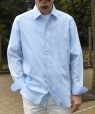 GUY ROVER：カラミ織り ワンピース セミワイドカラー シャツ ライトブルー