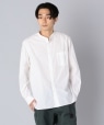 SHIPS: japan quality ポプリン ワッシャー加工 バンドカラーシャツ ホワイト