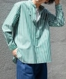 ySHIPSʒzCristaseya: cotton green striped mao shirt O[