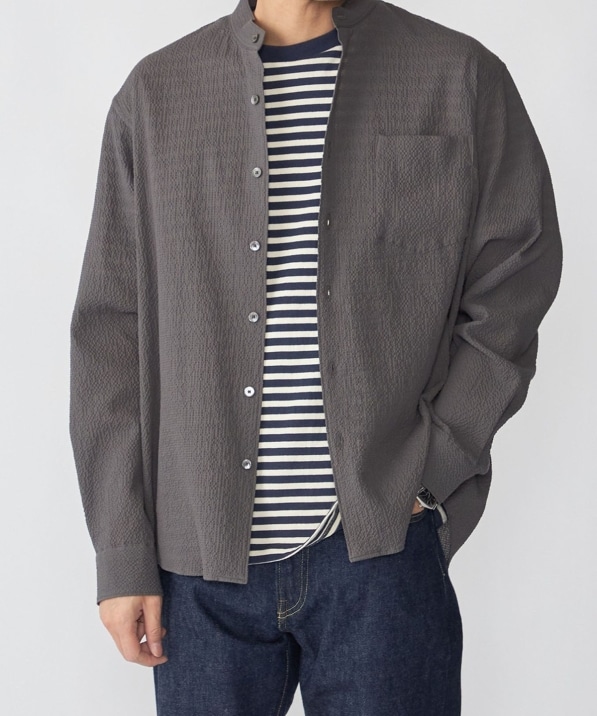 SHIPS: 〈MADE IN JAPAN〉エアー サッカー リラックス バンドカラー