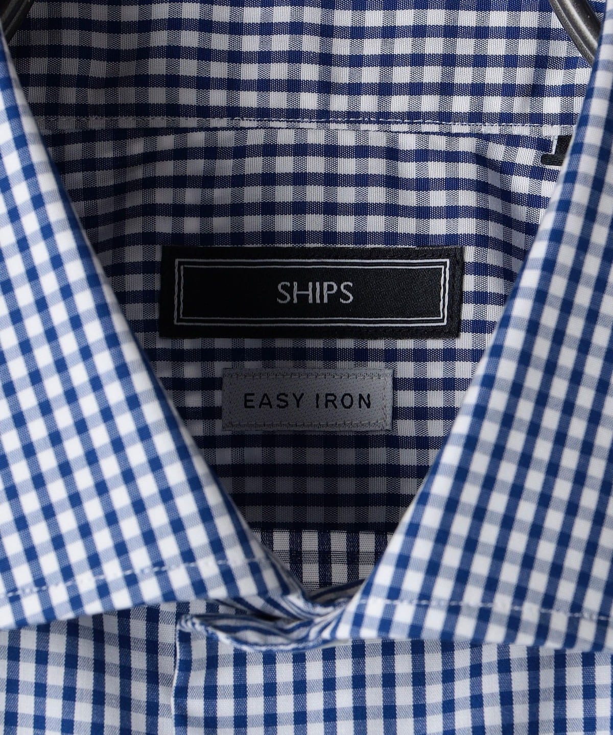 SHIPS: イージーアイロン ギンガムチェック ワイドカラー シャツ 
