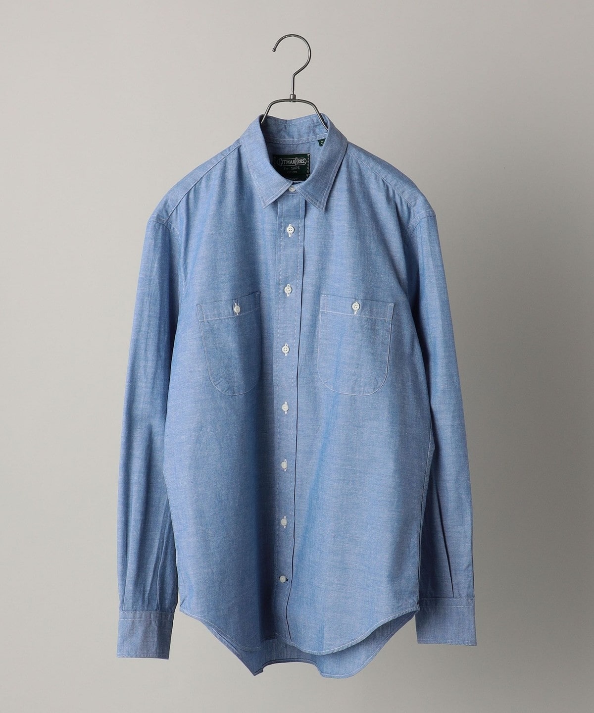 Gitman Vintage: シャンブレー Wポケット レギュラーカラーシャツ ライトブルー