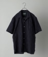 Gitman Vintage: パナマ織 ショートスリーブ キャンプカラーシャツ ネイビー