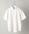SHIPS:リネン コットン セミワイドカラー 半袖シャツ オフホワイト