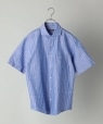SHIPS:リネン コットン セミワイドカラー 半袖シャツ ライトブルー