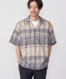 BENCH MARKING SHIRT: ヴィンテージライク チェック オープンカラーシャツ ベージュ