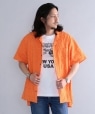 【SHIPS別注】BENCH MARKING SHIRT: フラワーレース オープンカラーシャツ オレンジ