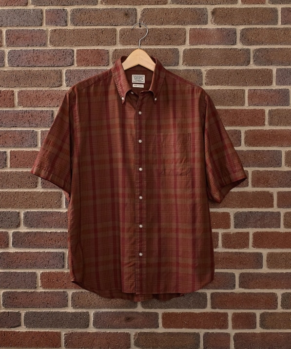 SHIPS: AUTHENTIC �}�h���X �`�F�b�N �V���[�g�X���[�u �V���c