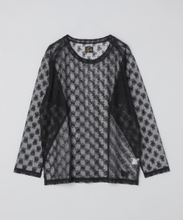 NEEDLES: L/S U-NECK TEE FLORAL RASCHEL LACE
