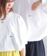 *SHIPS: ワンポイント マイクロ SHIPSロゴ ポケット ロングスリーブ Tシャツ (ロンT) ホワイト