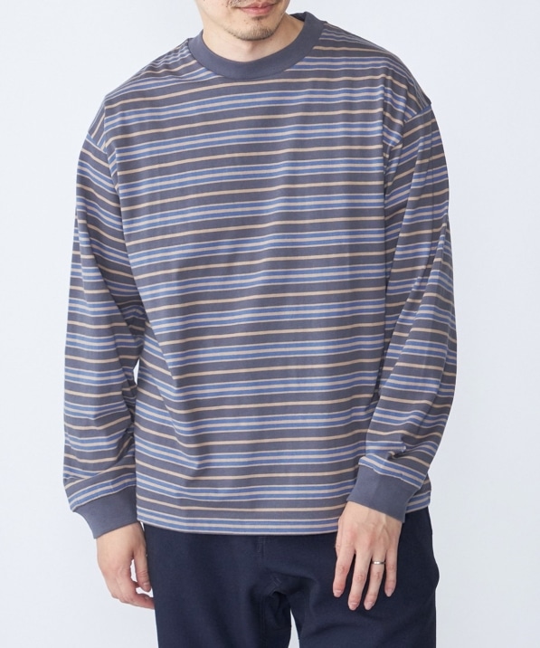 SHIPS別注】AIRTOWNE: マルチ ボーダー ロングスリーブ Tシャツ