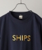 *SHIPS: 刺繍 SHIPS ロゴ ユニセックス ロングスリーブ Tシャツ (ロンT)