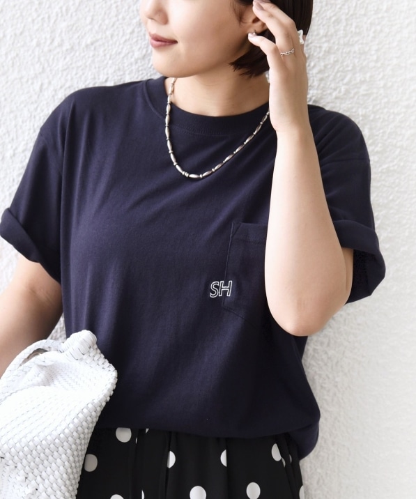 WEB限定】SHIPS: エンブロイダリー SHロゴ ポケット Tシャツ｜ SHIPS