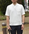 SHIPS:ALBINI パイル ジャージ キーネック ポケット付き Tシャツ【日本製】 ホワイト