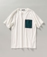 SHIPS: スムース プリント ポケット Tシャツ ホワイト系