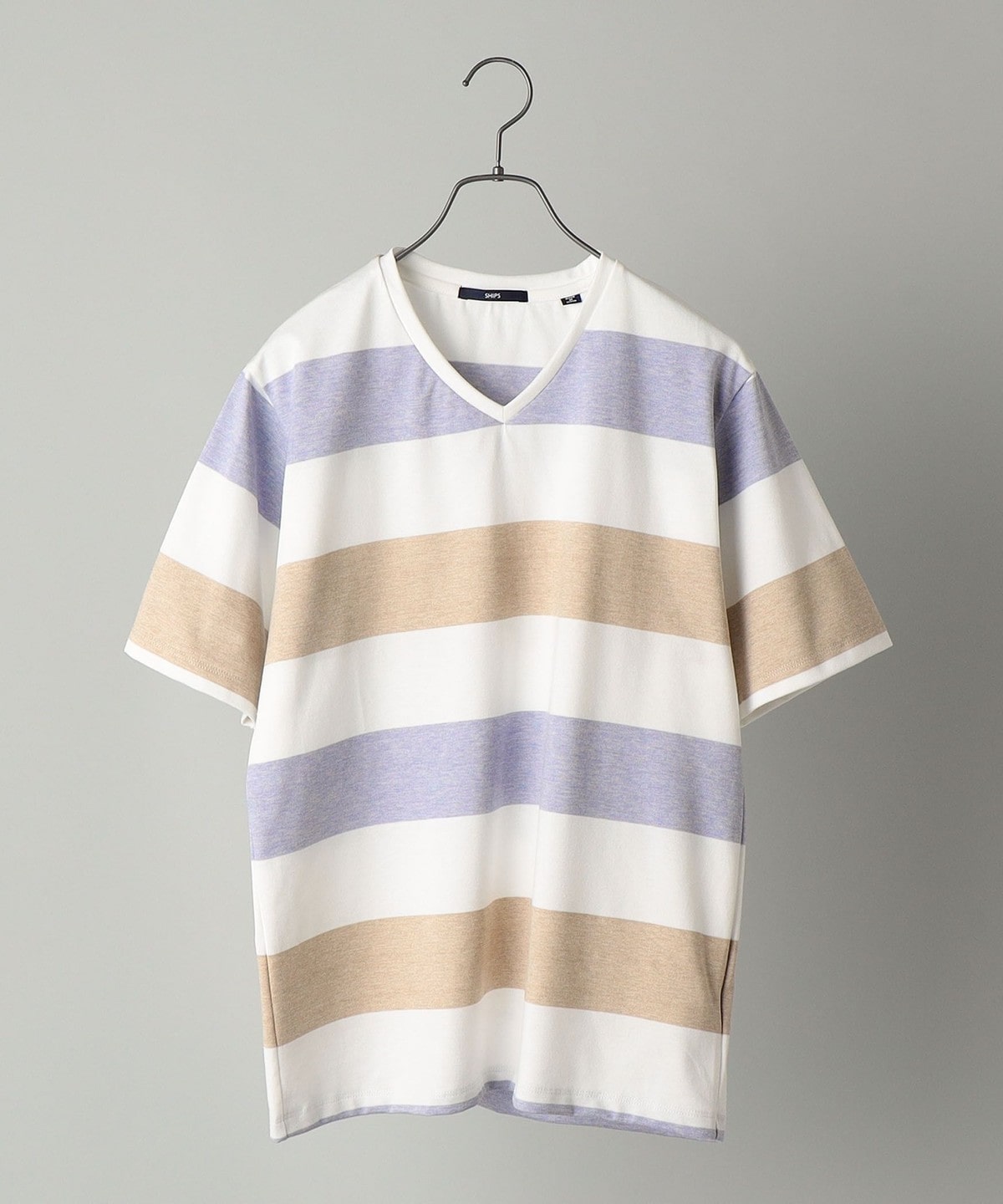 SHIPS: japan quality ワイドボーダー Vネック Tシャツ: Tシャツ