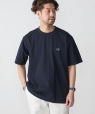 【SHIPS別注】FRED PERRY: SOLOTEX（R) 鹿の子 ワンポイント ロゴ Tシャツ ネイビー