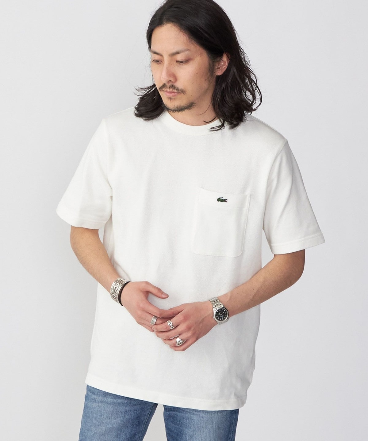 【送料無料】ラコステ　LACOSTE Tシャツ　M 黒　超デカロゴ