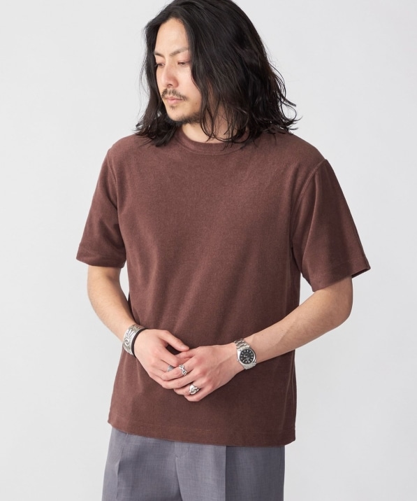 SHIPS:〈抗菌・防臭〉PLA ポリ乳酸 パイル クルーネック Tシャツ