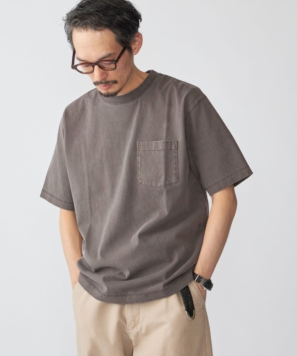 SHIPS: コットン USA クルーネック ポケット ピグメント Tシャツ
