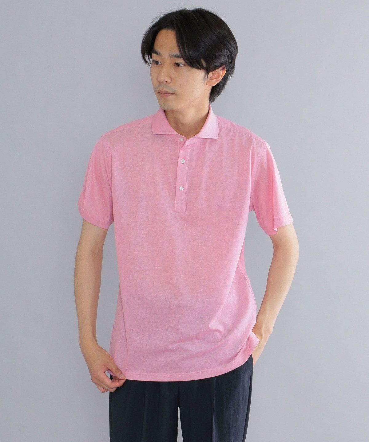 SHIPS: コットン ポリ カノコ ポロシャツ ピンク系