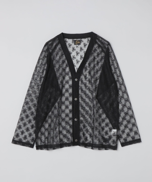NEEDLES: V-NECK CARDIGAN FLORAL RASCHEL LACE