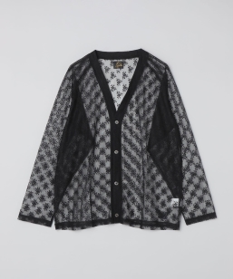 NEEDLES: V-NECK CARDIGAN FLORAL RASCHEL LACE