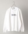 *SHIPS: 刺繍 SHIPS ロゴ ユニセックス クルーネック スウェット ホワイト