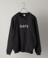 *SHIPS: 刺繍 SHIPS ロゴ ユニセックス クルーネック スウェット ブラック