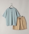 【WEB限定】SHIPS: 《Tシャツとショーツがセット》 Stylish Standard ロゴ セットアップ Tシャツ ブルー