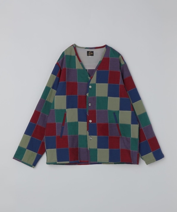 NEEDLES: V-NECK CARDIGAN PATCHWORK