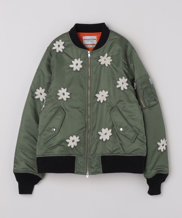 NOMARHYTHM TEXTILE: FLOWER EMBROIDERY FLIGHT JACKET