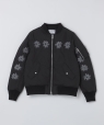 NOMARHYTHM TEXTILE:  Flower Embroidery Flight Jacket �u���b�N