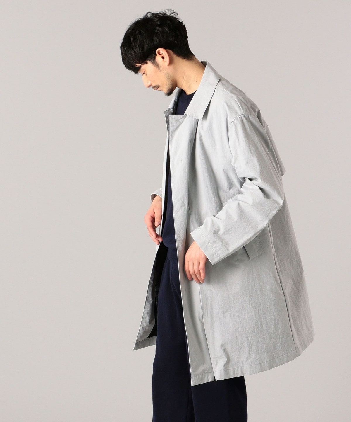 【人気✨】シップス コート ステンカラー グリーン ナイロン シンプルデザイン