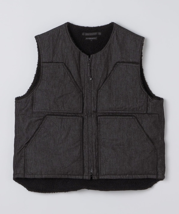 ENGINEERED GARMENTS: OVER VEST BLACK CONE DENIM
