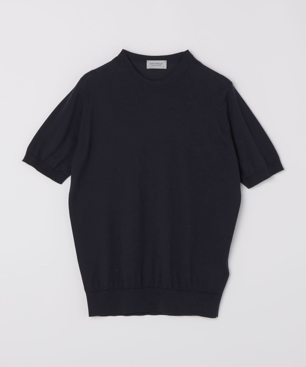 JOHN SMEDLEY シーアイランドコットン Tシャツ S ブラック JOHN SMEDLEY: KEMPTON シーアイランド コットン ニット Tシャツ