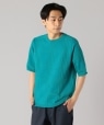 SHIPS: japan quality AMOSSA(R) リンクス チェック ニットTシャツ ライトブルー