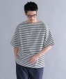 【SHIPS別注】BATONER: Degrease Knit バスクシャツ ナチュラル