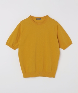 SHIPS:�q�ڐG�⊴�r ICE COTTON �N���[�l�b�N �V���[�g �X���[�u �j�b�g T�V���c