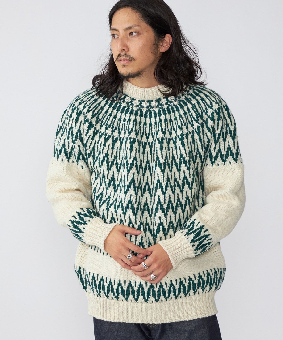 SHIPS別注】Guernsey Woollens: アイスランディック クルーネック