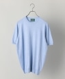 ALAN PAINE : コットン/シルク/ウール クルーネック半袖Tシャツ ライトブルー