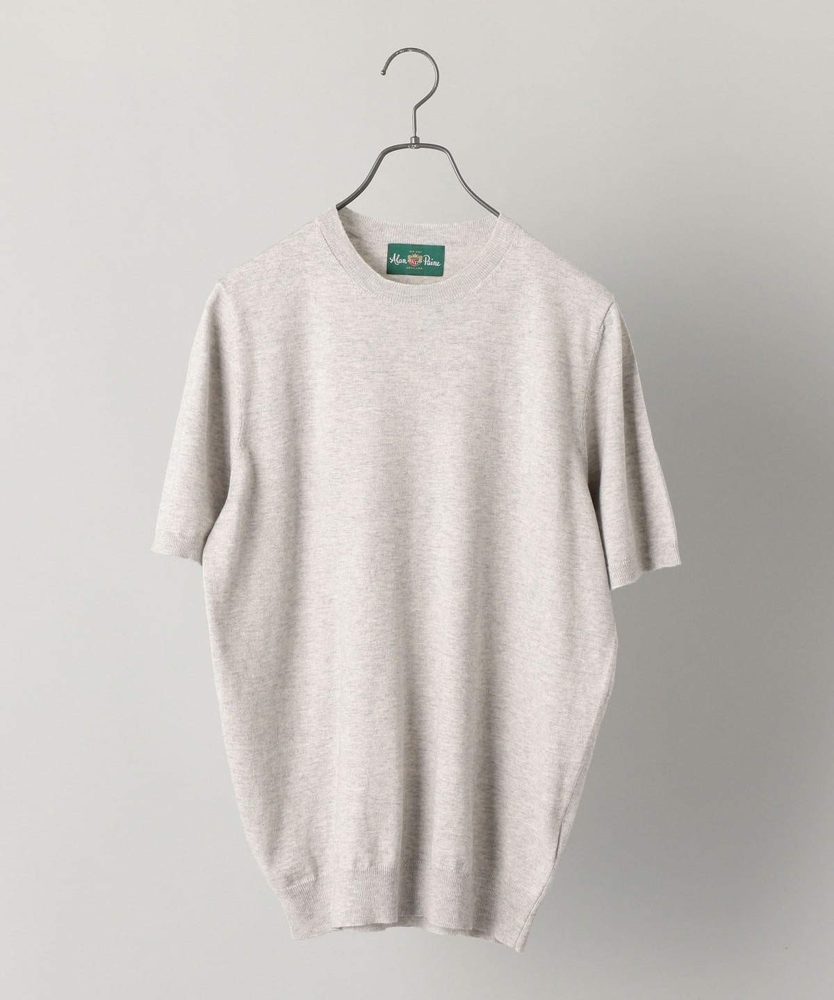 ALAN PAINE : コットン/シルク/ウール クルーネック半袖Tシャツ チャコールグレー
