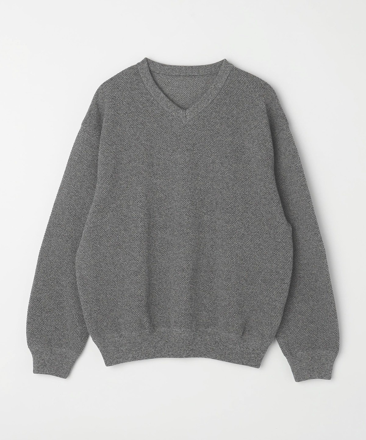 crepuscule: MOSS STITCH V-NECK KNIT PULLOVER ダークグレー
