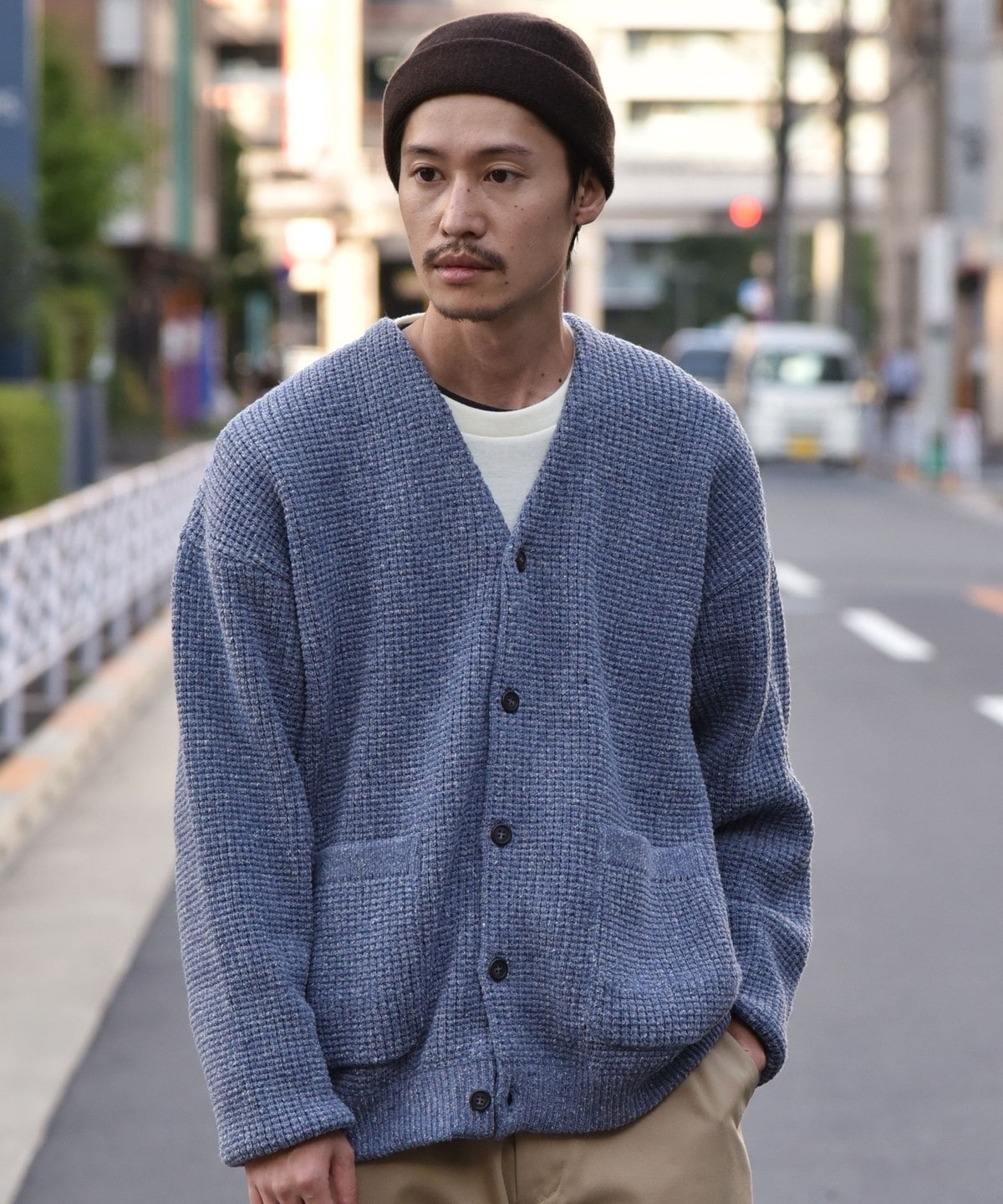 roku＜6(ROKU)＞WAFFLE V NECK CARDIGAN/カーディガン - カーディガン