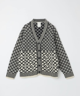 HUM VENT: CORAL SANQUHAR CARDIGAN