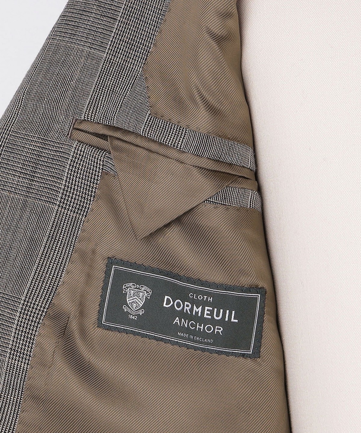 【新品未使用】ドーメル スーツ生地 グレンチェック 織りネーム、タグ付き 希少品