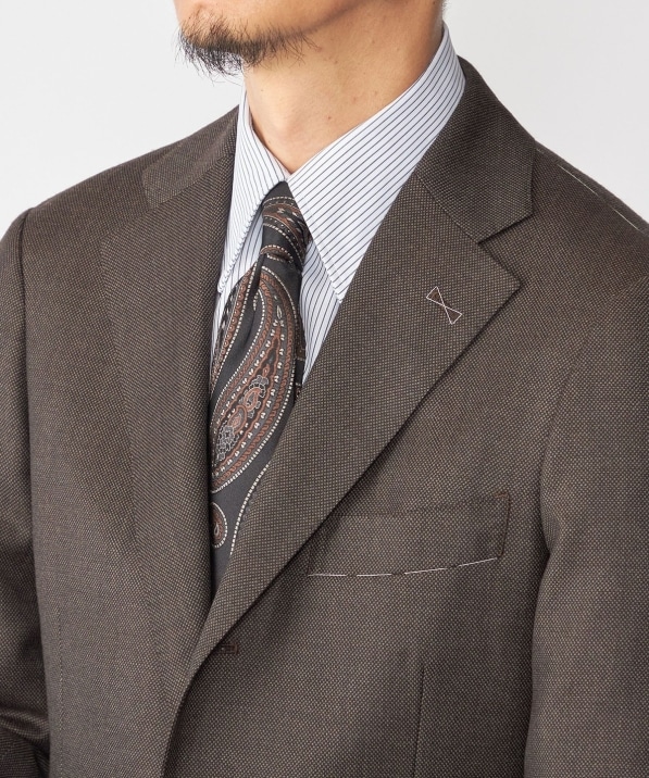 ルイジボレッリ ネクタイ ペイズリー ジャガード ブラウン ソリッドタイ Holliday＆Brown: シルク ジャカード ペイズリー ネクタイ