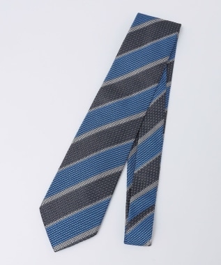 美品 シップス ネクタイ シルク レジメンタルストライプ 織り柄 黒 白