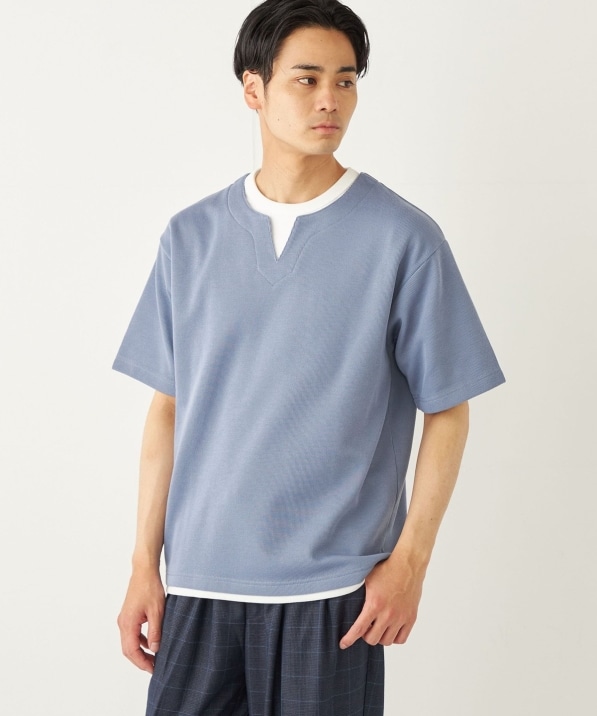 SHIPS Colors:�q��􂢉\�r�t�F�C�N���C���[�h �L�[�l�b�N �V���[�g�X���[�u